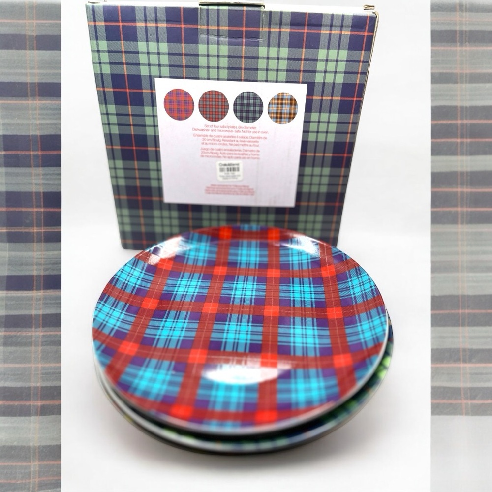 Crate&Barrel Plaid Salad Plates
